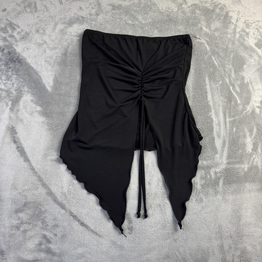 Just Polly Corset Top Womens‎ Medium Black Cropped Ruffle Y2K Unique Whimsigoth
